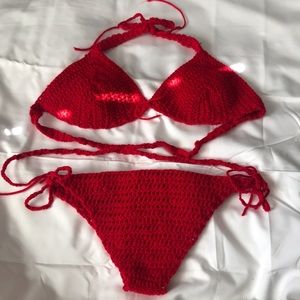 Handmade, crochet red bikini 🍒